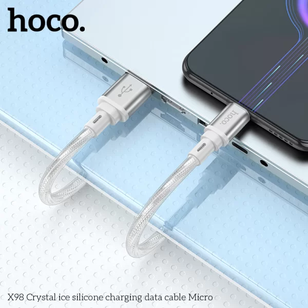 Кабель Hoco X98 Crystal ice Silicone Micro (1м) [Silver]